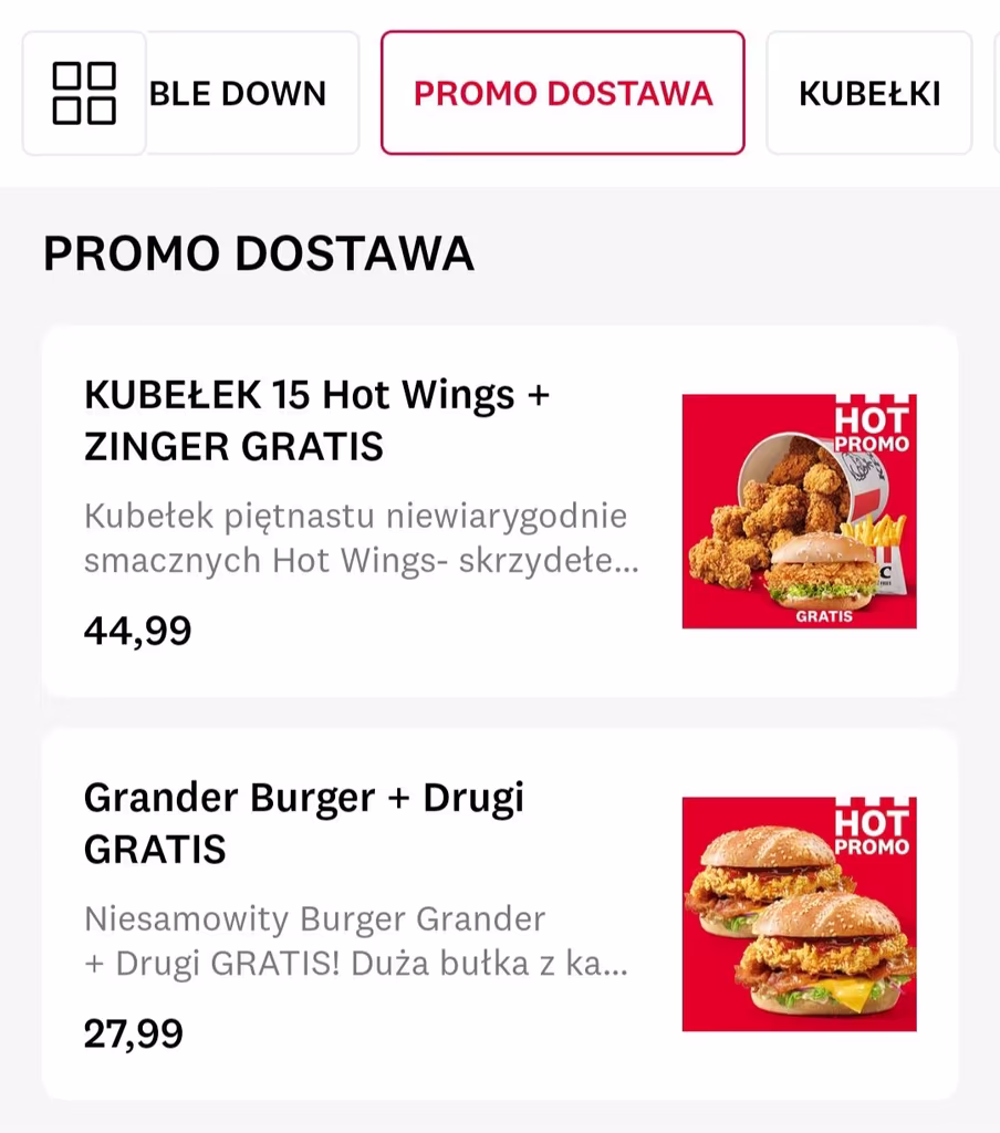 KFC: Grander Burger 1+1 Gratis w Dostawie za 27,99 zł! 🍔